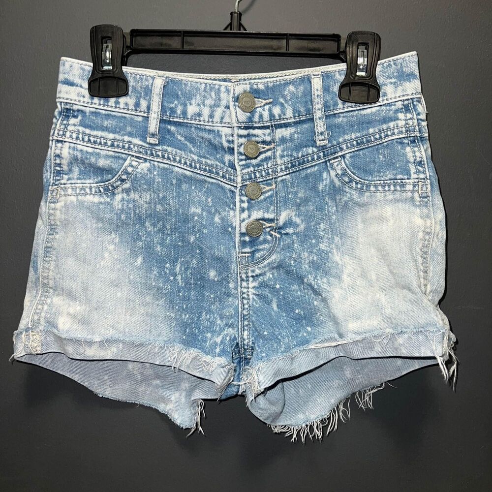 Hollister High Rise Denim Jean Shorts size 00 w23 Button Up